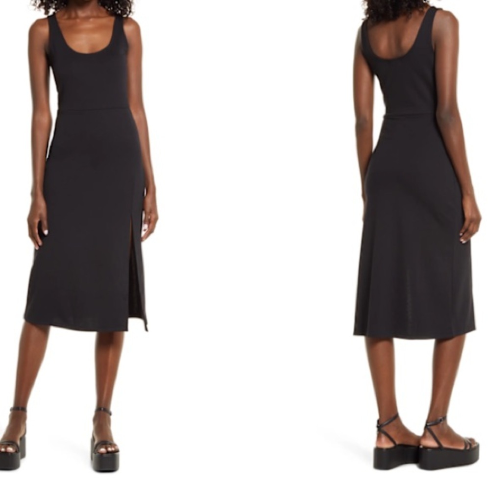 Open Edit Black Scoop Neck Midi Dress Size S - Picture 6 of 6